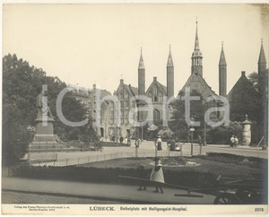 Fotografia d epoca originale 1904 LUBECK GERMANY Geibelplatz mit HeiligengeistHospital Foto ANIMATA n. 2370 1