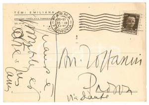 Autografo originale 1934 PARMA Aurelio CANDIAN  Cartolina inviata a un collega  Autografo 1