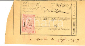 Manoscritto, lettera originale 1909 STORIA POSTALE ISTANBUL PERA Ricevuta telegramma per Milano Bollo 1 1