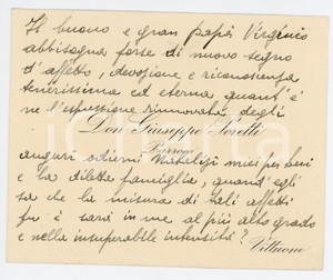 Oggetto da collezione cartaceo 1929 VITTUONE Don Giuseppe PORETTI Biglietto di auguri natalizi con AUTOGRAFO 1