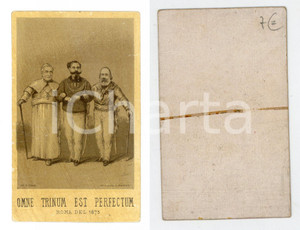 Oggetto da collezione cartaceo 1900 ca RISORGIMENTO  SATIRA La trinità PIO IX Vittorio Emanuele II GARIBALDI 1