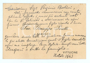 Oggetto da collezione cartaceo 1943 VITTUONE Don Giuseppe PORETTI Biglietto di auguri natalizi AUTOGRAFO 1