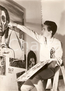 Fotografia d epoca originale 1960 ca ROMA Renzino ROSSELLINI dipinge nel suo atelier Foto 2 1