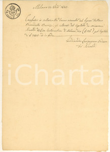 Documento originale, autentico 1840 MILANO Ricevuta Ferdinanda LAMPUGNANI vedova RINALDI pro figli minorenni 1