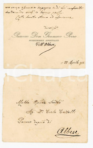 Autografo originale 1911 VILL ALBESE ALBAVILLA Don Gennaro PORRO Biglietto AUTOGRAFO con busta 1