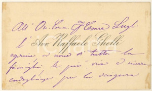 Autografo originale 1885 ca BOLOGNA Avv. Raffaele GHELLI  Biglietto da visita AUTOGRAFO 1