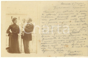 Fotografia d epoca originale 1903 LUCERNA SVIZZERA Ritratto di G. ZAVATTINI con la famiglia Foto 14x9 cm 1