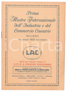 Documento originale, autentico 1923 MILANO 1 Mostra Internazionale Industria Commercio Caseario Programma 4 1
