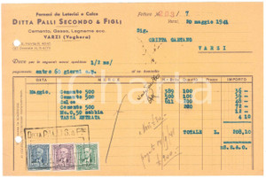 Documento originale, autentico 1941 VARZI Ditta PALLI Secondo & Figli  Fornaci Laterizi e Calce  Fattura 3 1