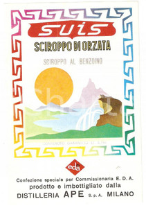 Materiale pubblicitario d’epoca 1970 ca MILANO Distilleria APE Sciroppo Orzata Sciroppo di Benzoino Etichetta 2 1