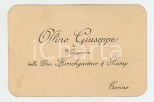 1930 ca TORINO Giuseppe ALBINO Commesso viaggiatore per HIRSCHGARTNER UND KAMPF Biglietto da visita d'epoca.  CONDIZIONI:FAIR/discreto Lievi bruniture, piccola piegatura al margine superioreFORMATO: 11x7 cm originale e autentica 1