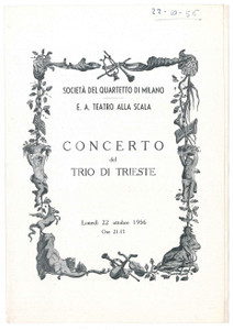 Materiale pubblicitario d’epoca 1956 MILANO Società del Quartetto  Concerto TRIO DI TRIESTE  Programma 1