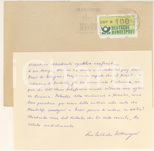 Autografo originale 1992 OLDENBURG Wilhelm BUTTEMEYER teme il neofascismo Biglietto autografo 1