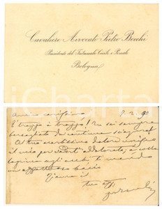 Autografo originale 1890 BOLOGNA Pietro BOCCHI Presidente del Tribunale Biglietto autografo 1
