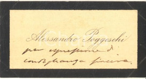 Autografo originale 1890 ca BOLOGNA Alessandro POGGESCHI  Biglietto da visita autografo 1