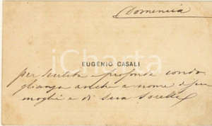 Autografo originale 1890 ca BOLOGNA Eugenio CASALI imprenditore  Biglietto da visita autografo 1
