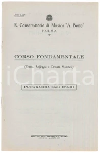 Documento originale, autentico 1931 PARMA Conservatorio A. BOITO Programma esami corso fondamentale 1
