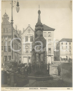 Fotografia d epoca originale 1904 BREMEN GERMANY Rolandsäule Fotografia ANIMATA n. 1858 1 1