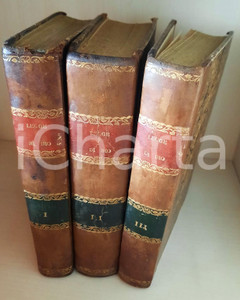1773 Gioanni Antonio BORGOVINI La legge di Dio e della Chiesa *3 voll. RARO Legatura coeva in mezza pelle, titoli dorati al dorso. Vignetta incisa ai frontespizi, incipit e iniziali decorate.Testo su due colonne.EDITORE:  Vercelli - Giuseppe PanialisPAGINE: 536 + 486 + 650 CONDIZIONI:FAIR/discreto fioriture; segni d'uso alla copertaFORMATO: 19x26 cm originale e autentica 1