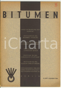 Giornale, rivista storica 1934 BITUMEN Strassendecken mit geformten Asphaltsteinen  Rivista anno 4 n.10 1