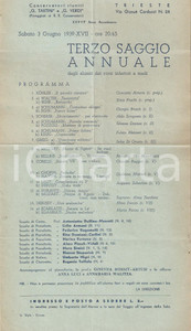 Materiale pubblicitario d’epoca 1939 TRIESTE Saggio annuale Ateneo Musicale Triestino Programma 1