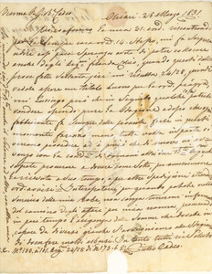 Documento originale, autentico 1831 CHIARI BS Lettera Pietro CADEO su provviste e smercio delle mie robe 1