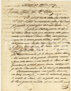 Manoscritto, lettera originale 1819 MILANO Giovanni Antonio BATTAGLIA su vendita stoffe e ricavi agente 1