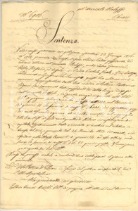 Documento originale, autentico 1856 CHIARI BS Sentenza pro Orsola FORESTI vedova CADEO contro i parenti 1