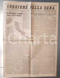 Giornale, rivista storica 1918 WW1 CORRIERE DELLA SERA Armistizio  Truppe italiane a Fiume e Zara 1