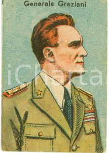 Documento originale, autentico 1940 ca GERARCHI DEL FASCISMO Figurina Rodolfo GRAZIANI Illustrata 2 1