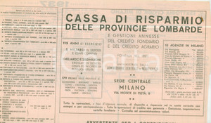 Documento originale, autentico 1937 MILANO Cassa Risparmio Provincie Lombarde Cartella pagamenti 2 1