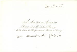 Autografo originale 1976 ROVIGO Antonio AVEZZU  Cassa Risparmio Padova e Rovigo Biglietto autografo 1