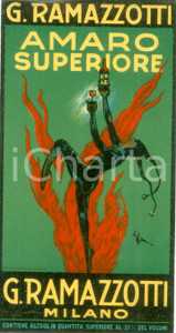 Materiale pubblicitario d’epoca 1920 ca MILANO Distilleria RAMAZZOTTI amaro superiore Etichetta 2 1