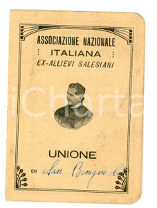1923 SAN BENIGNO CANAVESE Ass. ex allievi salesiani - Tessera di Pietro FOLLIS Tessera d'epoca, compilata ma con foto e bolli mancanti.  CONDIZIONI:FAIR/discreto Bruniture diffuseFORMATO: 7x10 cm originale e autentica 1