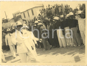 Fotografia d epoca originale 1936 AOI MOGADISCIO Ministro Alessandro LESSONA visita cantieri Foto 11x9 cm 1