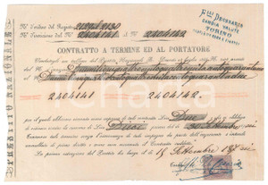 Oggetto da collezione cartaceo 1876 PRESTITO NAZIONALE Contratto a termine ed al portatore  Ricevuta tallone 3 1