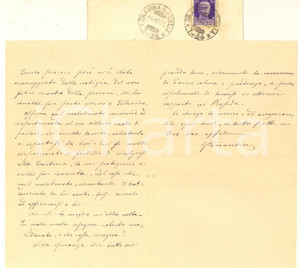 Autografo originale 1935 GRAVINA IN PUGLIA Filosofo Giuseppe TARANTINO contro maleducato Autografo 1