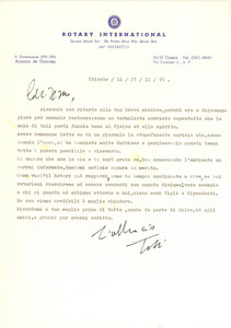 Autografo originale 1976 TRIESTE  Rotary International  Antonio DE GIACOMI governatore Autografo 1