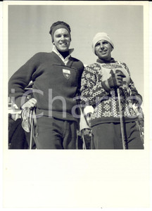 Fotografia d epoca originale 1950 ca SWITZERLAND Campionati SCI ALPINO Fredy BRUPBACHER Nando PAJAROLA Foto 1