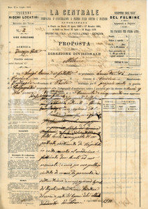 1881 TORRAZZA COSTE Assicurazione LA CENTRALE Preventivo fabbricato a CORVINO 1 Preventivo d'epoca.  CONDIZIONI:FAIR/discreto Piegature d'epoca, bruniture diffuse, gualcitureFORMATO: 18x27 cm originale e autentica 1