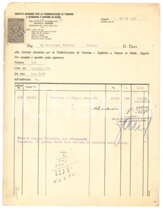 Documento originale, autentico 1933 ZAGREB Società Fabbricazione Tannino e Segheria a Vapore di NASIC Fattura 1