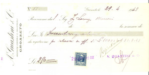Documento originale, autentico 1943 GROSSETO Ditta A. GUASTINI & C. Macchine agricole e industriali Ricevuta 1