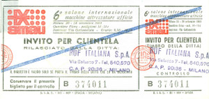 Oggetto da collezione cartaceo 1969 MILANO Invito 6° SMAU Salone Macchine attrezzature ufficio RUF ITALIANA 1 1