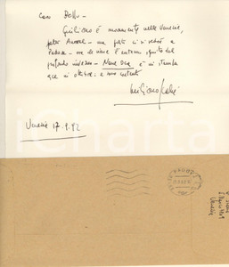 Autografo originale 1992 VENEZIA Giuliano SCABIA  Nane Oca in stampa a ottobre AUTOGRAFO 1