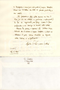 Autografo originale 1990 VENEZIA Giuliano SCABIA  Psichiatra BELLONI bandito dal fascismo AUTOGRAFO 1