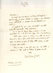 Autografo originale 1991 VENEZIA Giuliano SCABIA al lavoro su una nuova storia  AUTOGRAFO 1