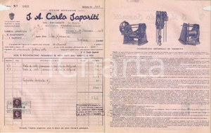 Documento originale, autentico 1946 GALLARATE  S.A. Carlo SAPORITI Officine meccaniche VERGHERA Fattura 1