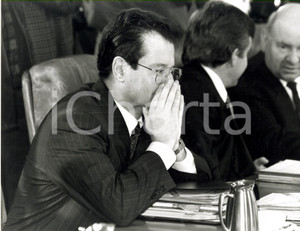 Fotografia d epoca originale 1991 BERLINO Klaus KINKEL ministro della Giustizia a una riunione del governo 1