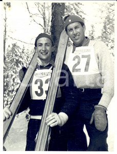 Fotografia d epoca originale 1950 ca SWITZERLAND Campionati SCI ALPINO Lorenz POSSA e Franz REGLI Foto 1