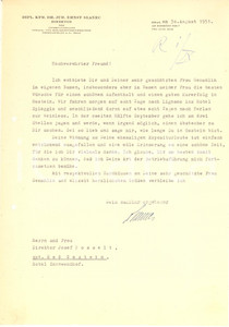 Autografo originale 1951 GRAZ Ernst SLANEC Direktor  Lettera a un collega del settore assicurazioni 1